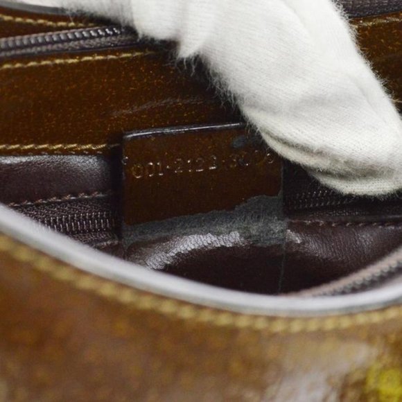 Gucci Vintage Brown Satchel Speckled And Glossy Leather With Bamboo - Picture 11 of 12